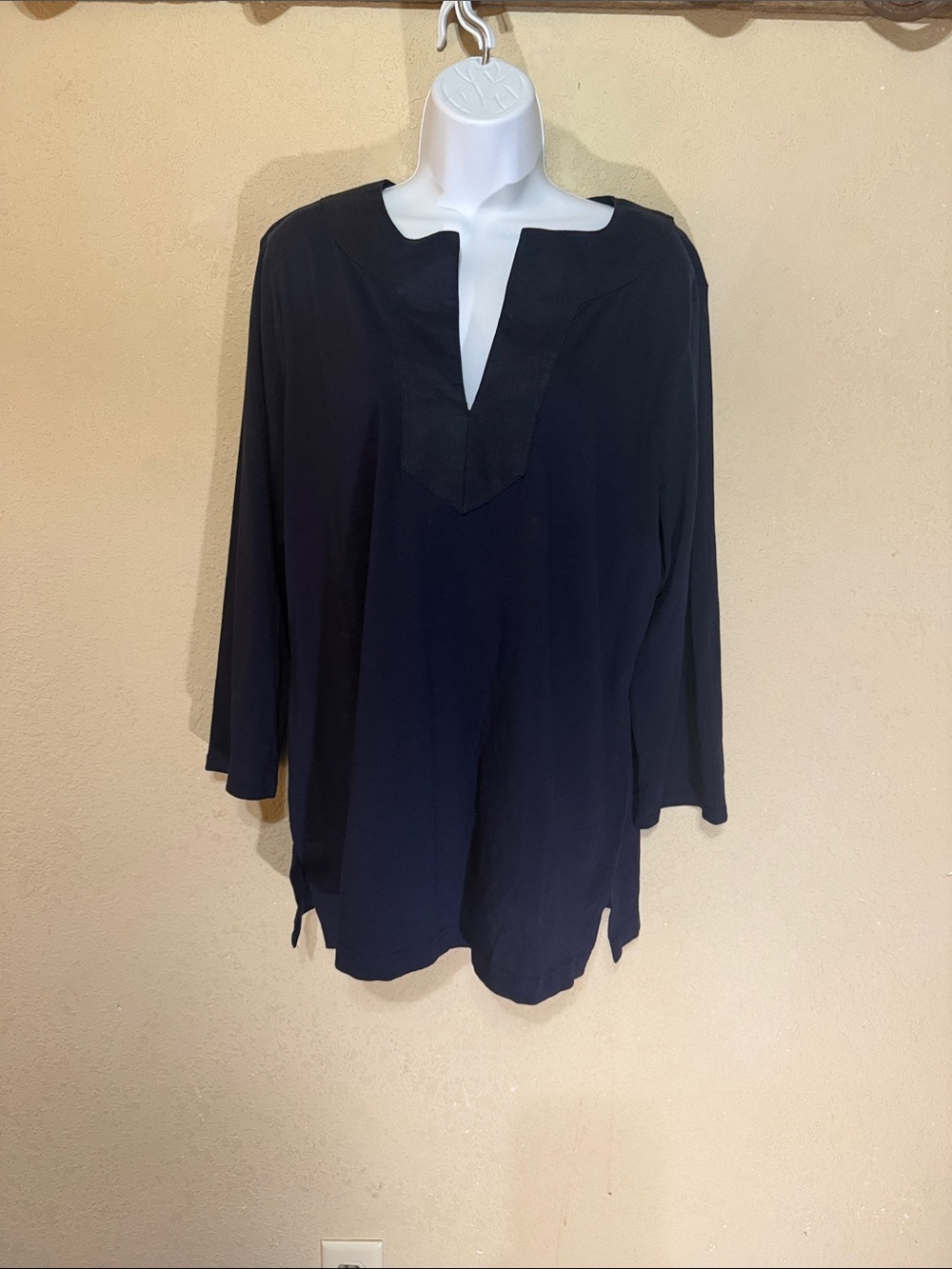 Ralph Lauren Black Split V-Neck Long Sleeve Tunic